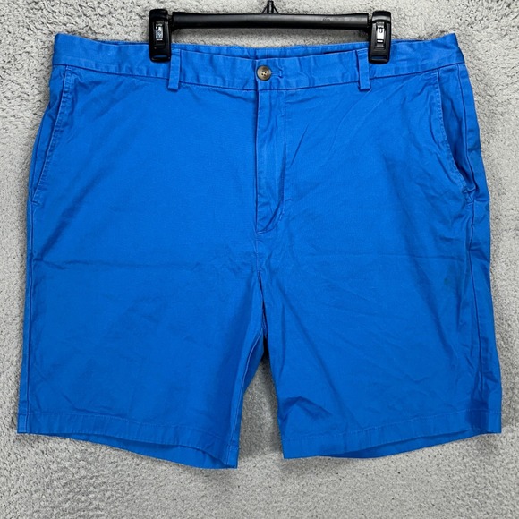 Vineyard Vines Adult Mens Khaki Shorts 40 Blue Casual Flat Front Stretch Pockets - Picture 1 of 7